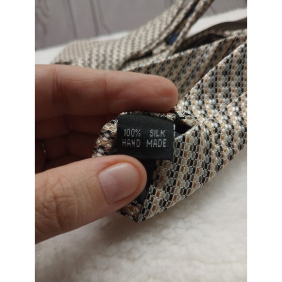 Studio Milan Men's Luxury Tie 100% Silk Handmade Gold Multicolored Classic EUC - Picture 3 of 14